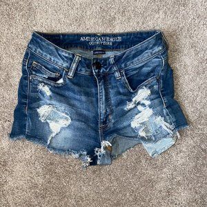 Vintage American Eagle Ripped Denim Short Shorts